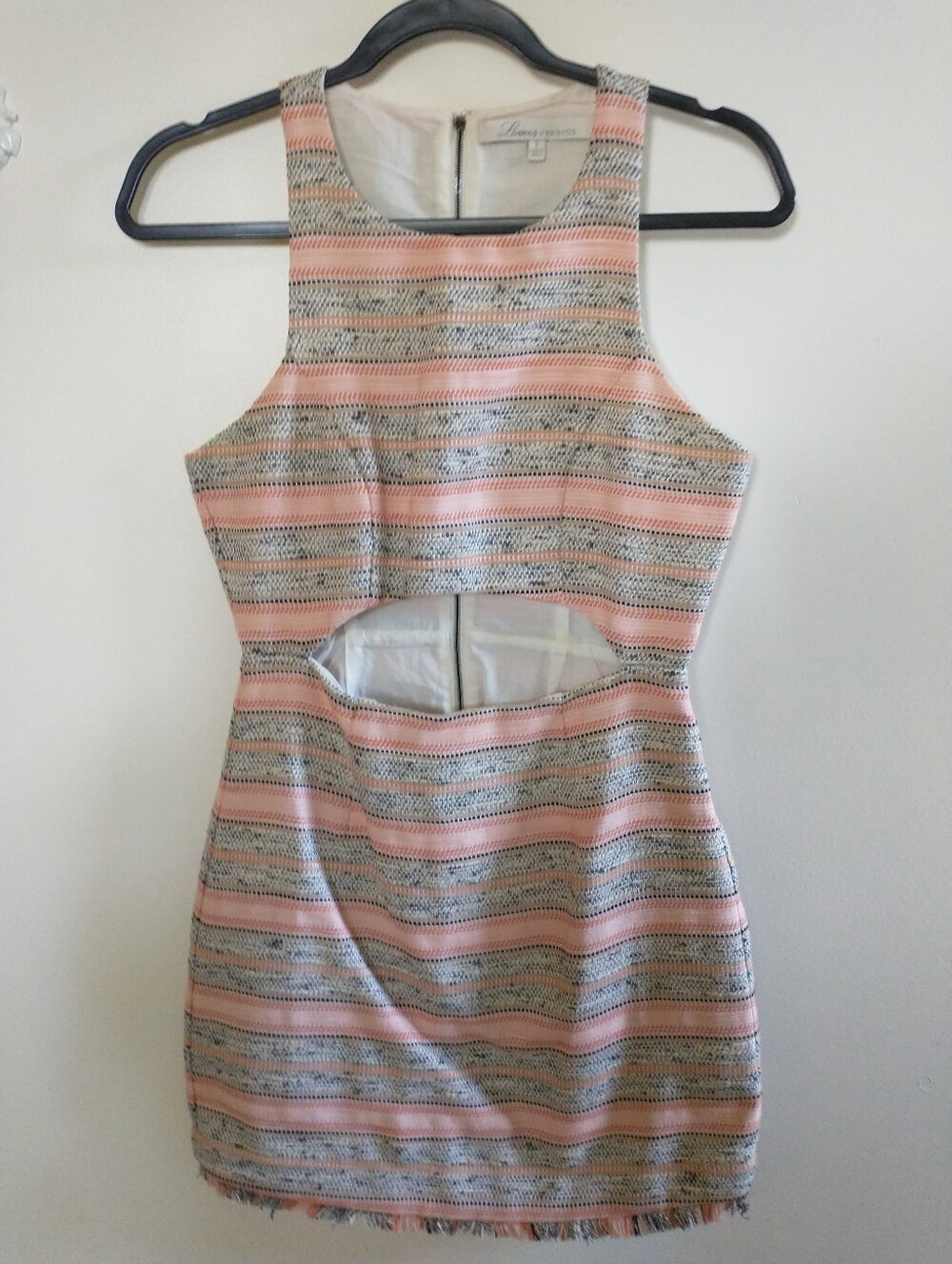 Lovers + Friends Striped Tweed Dress with Cut Out Detail Size S